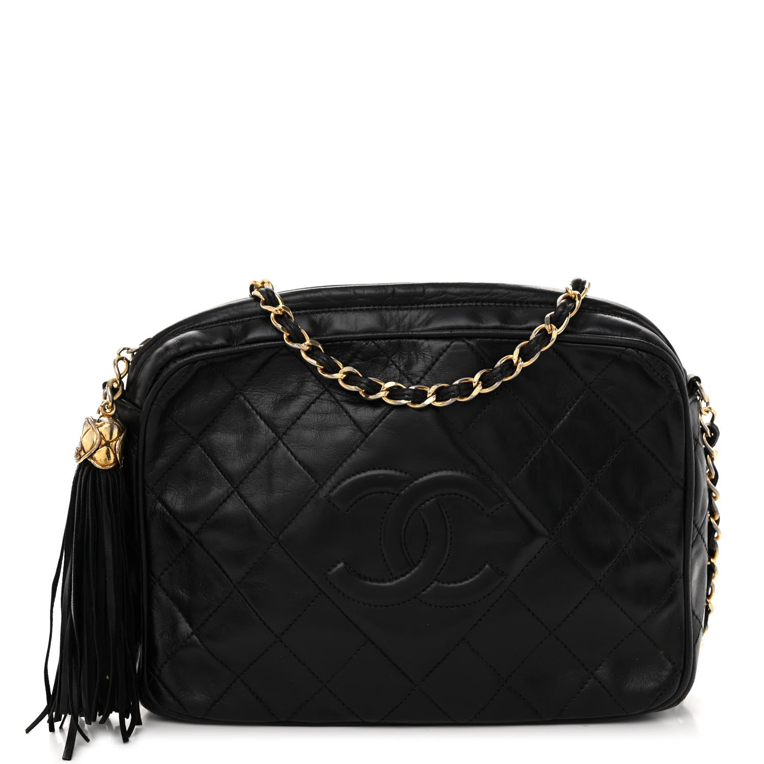 Chanel Lambskin Quilted Tassel Camera Case Black 1 of 11