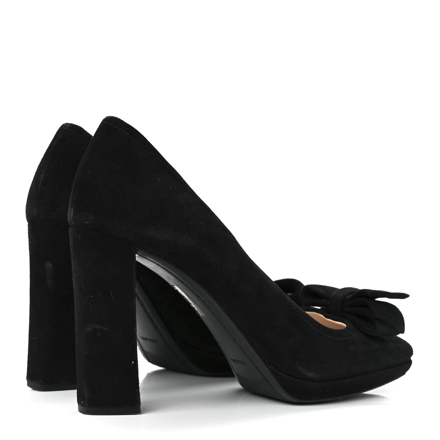 Suede Logo Bow Pumps 38.5 Black