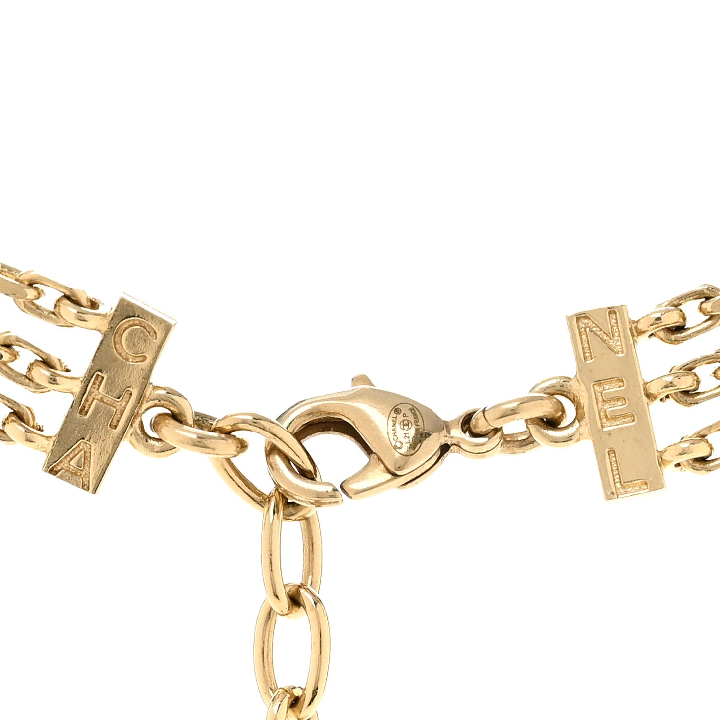 Chain Pearl Crystal CC Body Chain Necklace Gold