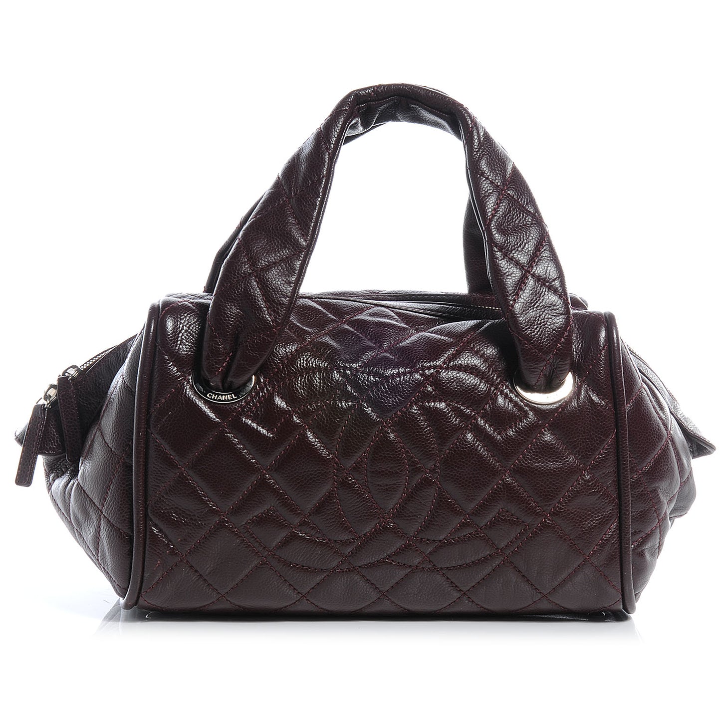 Caviar Quilted CC Timeless Bowler Burgundy