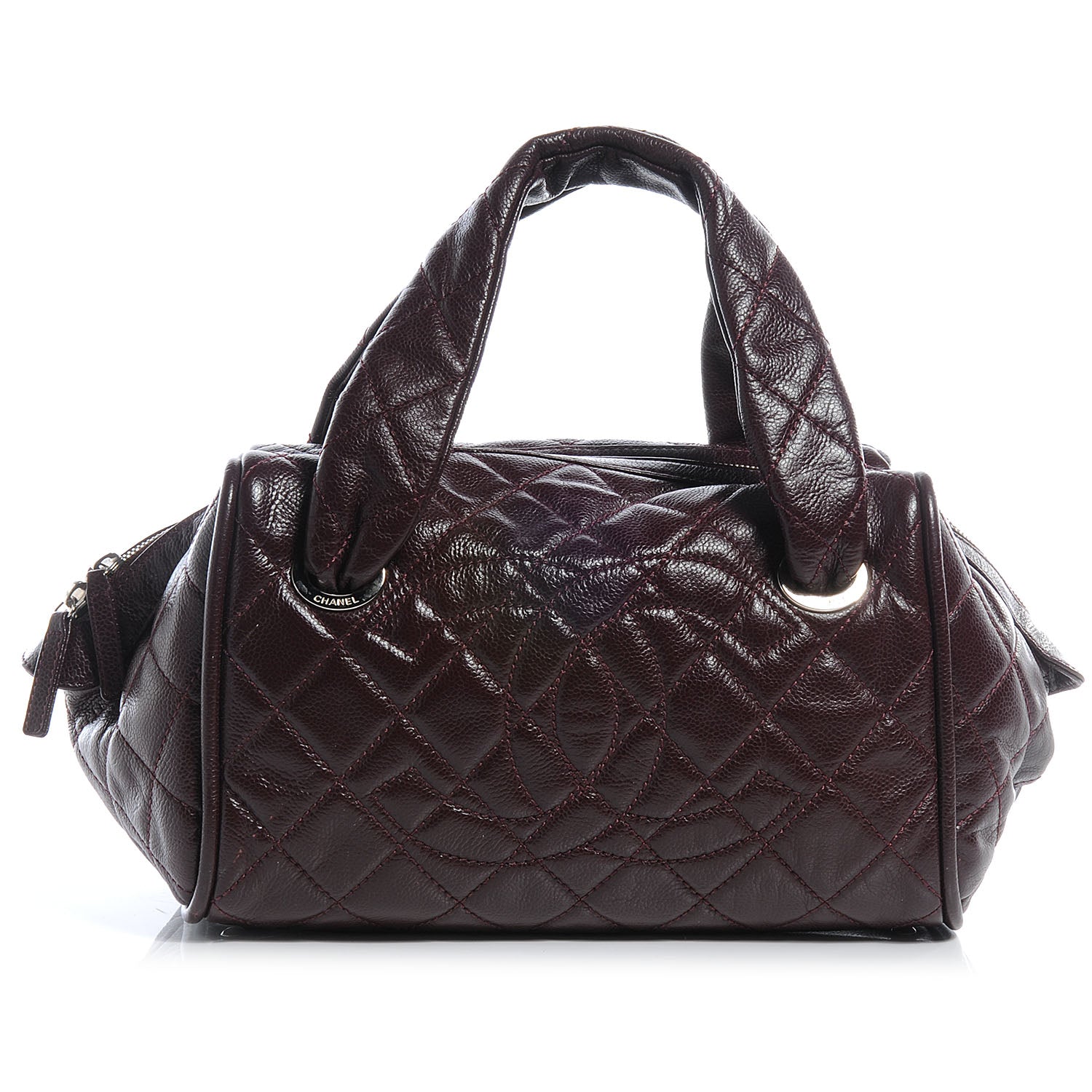 Chanel Caviar Quilted CC Timeless Bowler Burgundy 1 of 7