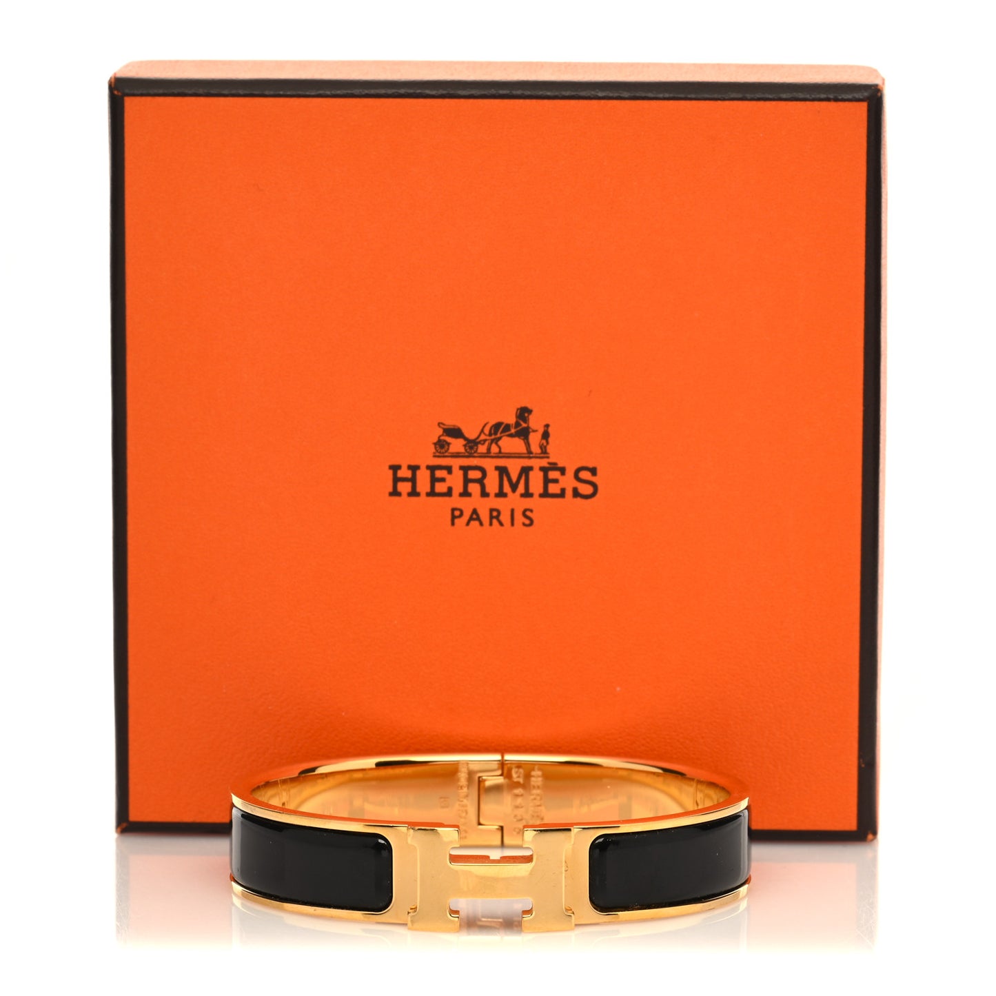 Enamel Narrow Clic Clac H Bracelet PM Black