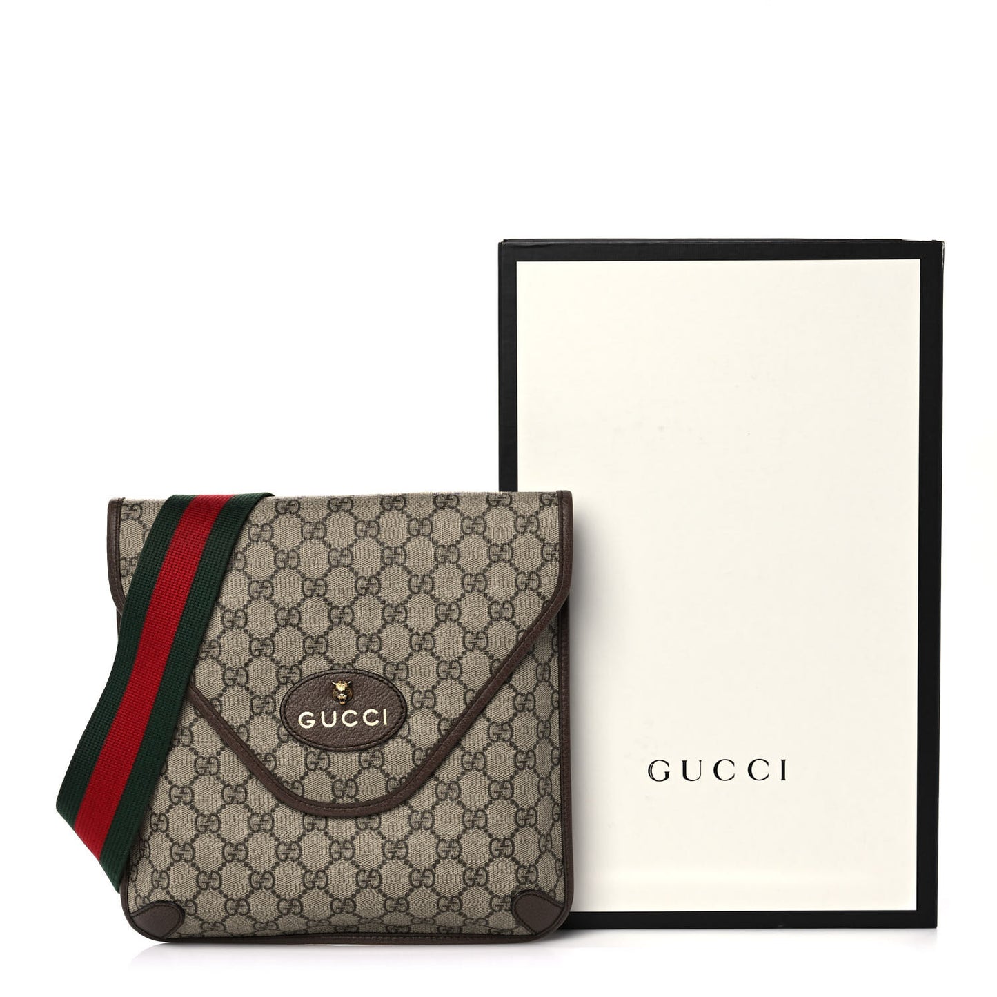 GG Supreme Monogram Web Medium Neo Vintage Flap Messenger Bag Beige New Acero