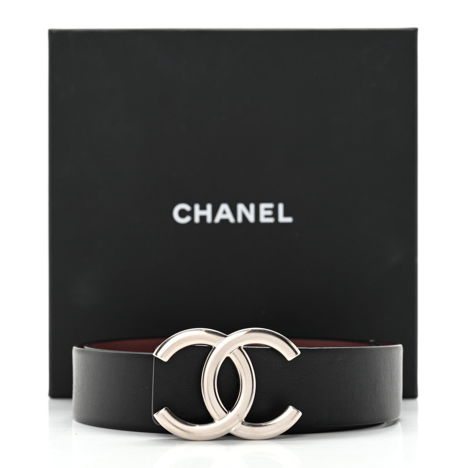 Chanel Calfskin CC Reversible Belt 85 34 Black Burgundy 10 of 10
