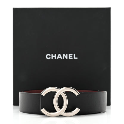 Chanel Calfskin CC Reversible Belt 85 34 Black Burgundy 10 of 10