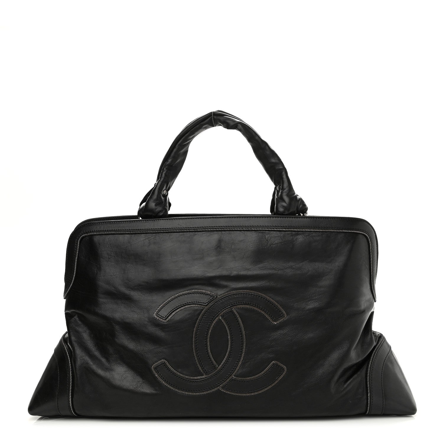 Chanel Lambskin East West Soho Shopper Black 1 of 10