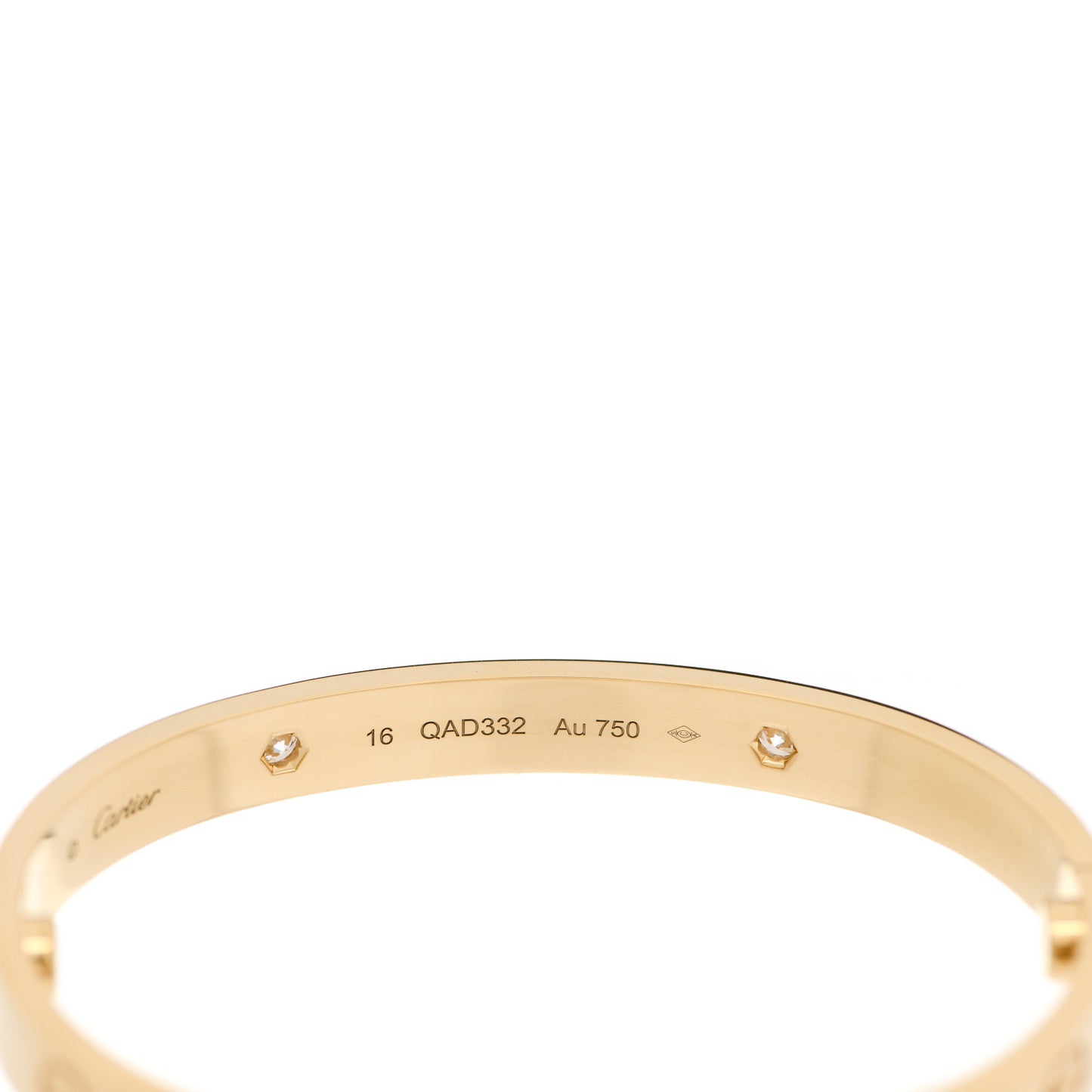 18K Yellow Gold 4 Diamond LOVE Bracelet 16