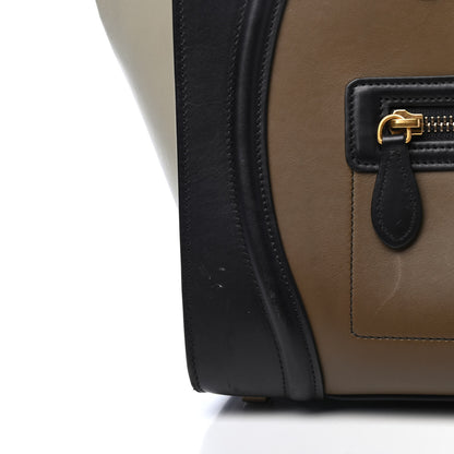 Celine Satin Calfskin Mini Tri-Color Luggage Dark Grey 5 of 5
