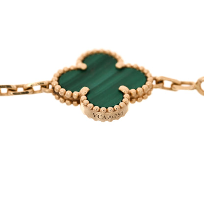 Van Cleef & Arpels 18K Yellow Gold Malachite 5 Motifs Vintage Alhambra Bracelet 3 of 4