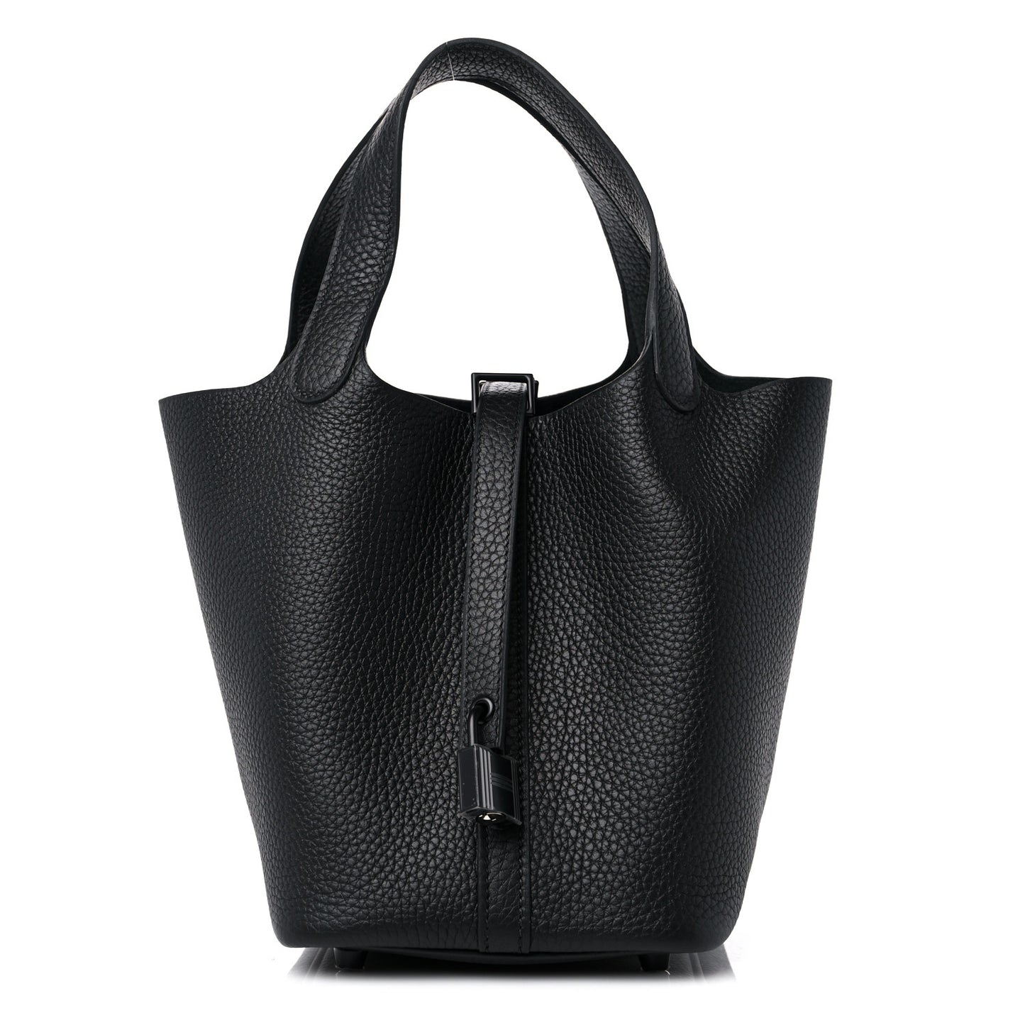 Taurillon Clemence Monochrome Picotin Lock 18 PM Black