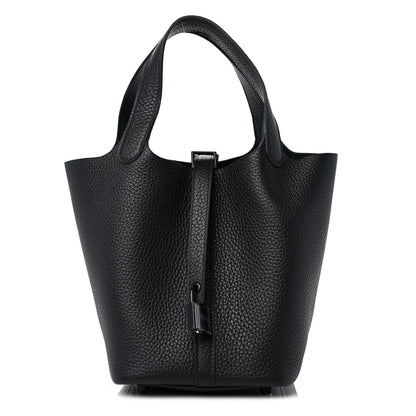Hermes Taurillon Clemence Monochrome Picotin Lock 18 PM Black 1 of 10