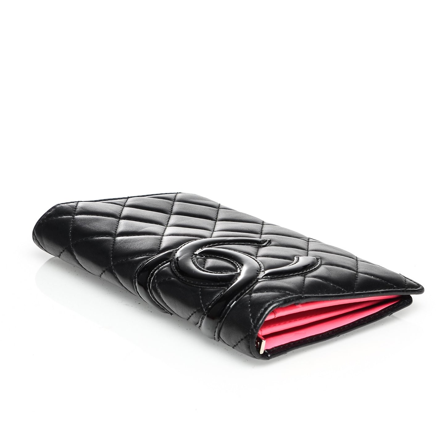 Calfskin Quilted Cambon Yen Wallet Black