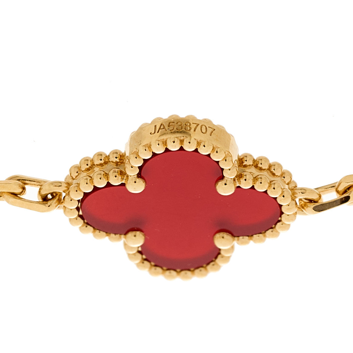 18K Rose Gold Carnelian 5 Motifs Vintage Alhambra Bracelet