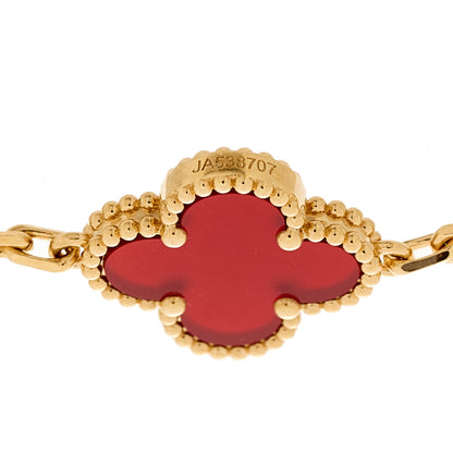 Van Cleef & Arpels 18K Rose Gold Carnelian 5 Motifs Vintage Alhambra Bracelet 4 of 4
