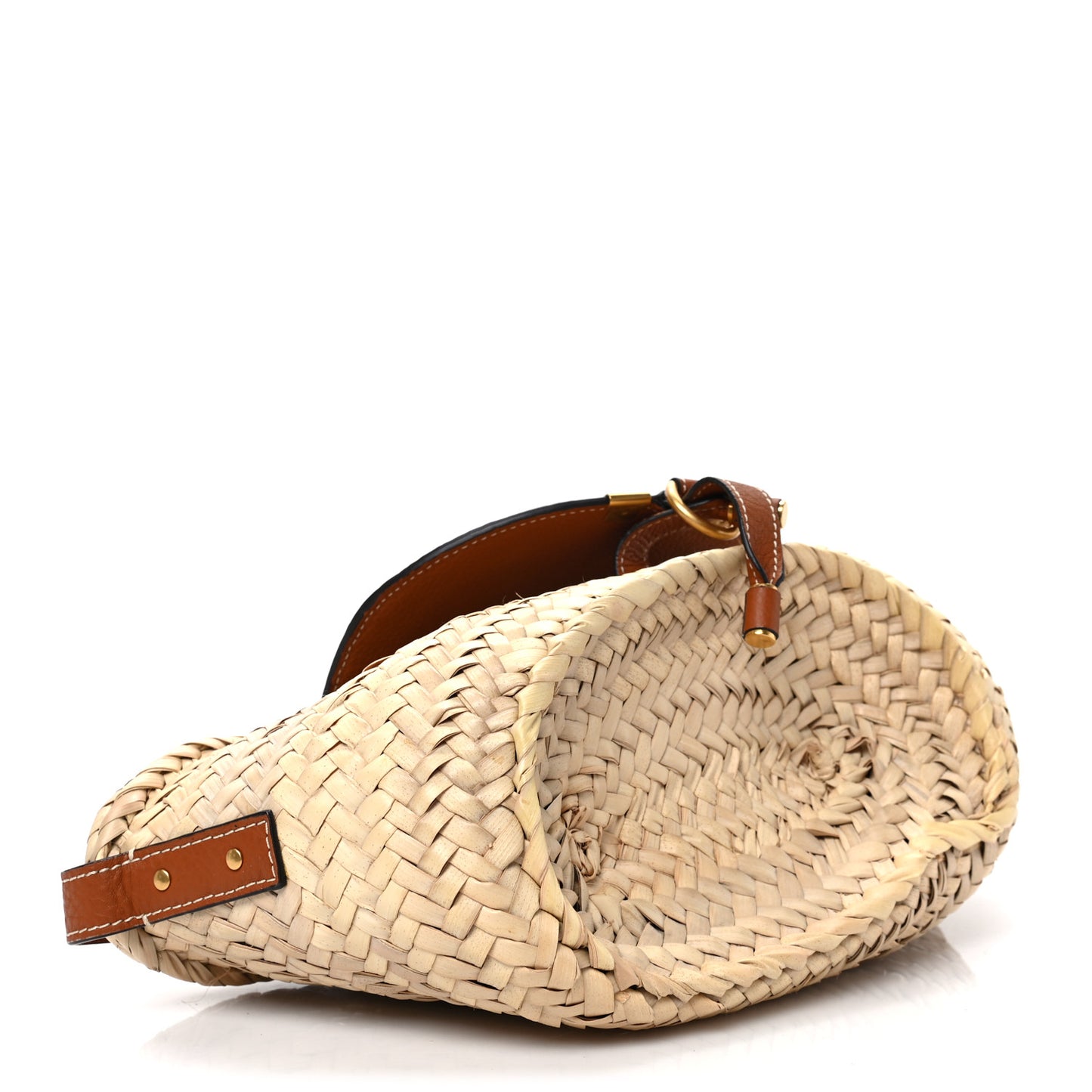 Raffia Calfskin Marcie Basket Tan