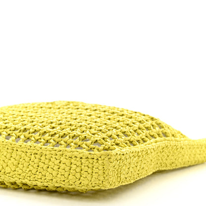 Prada Yarn Raffia Effect Crochet Logo Embroidered Tote Bag Cedro 9 of 10