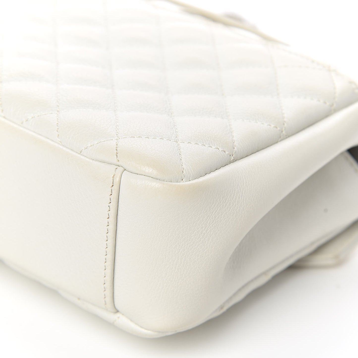 Sheepskin Tri-Quilt Monogram Medium College Bag Dove White