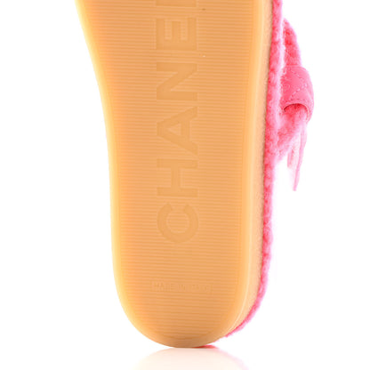 Chanel Cord Lambskin Quilted Logo Sandals 38 Pink 7 of 11