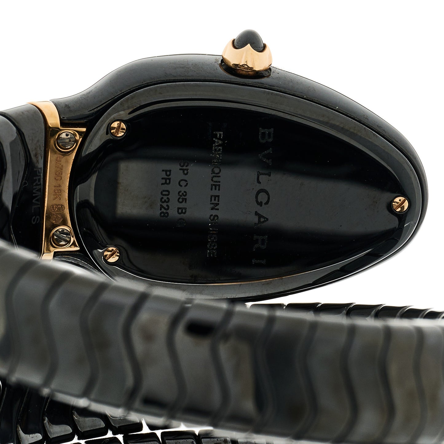 18K Rose Gold Ceramic Diamond Bezel 35mm Serpenti Tubogas Double Spiral Quartz Watch Black