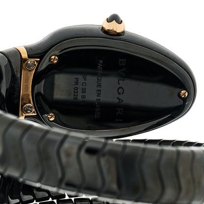 Bulgari 18K Rose Gold Ceramic Diamond Bezel 35mm Serpenti Tubogas Double Spiral Quartz Watch Black 4 of 5