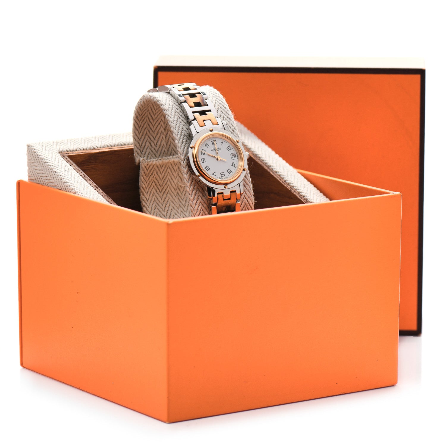 Hermes Stainless Steel 24mm Clipper Quartz Watch Gold 7 of 7