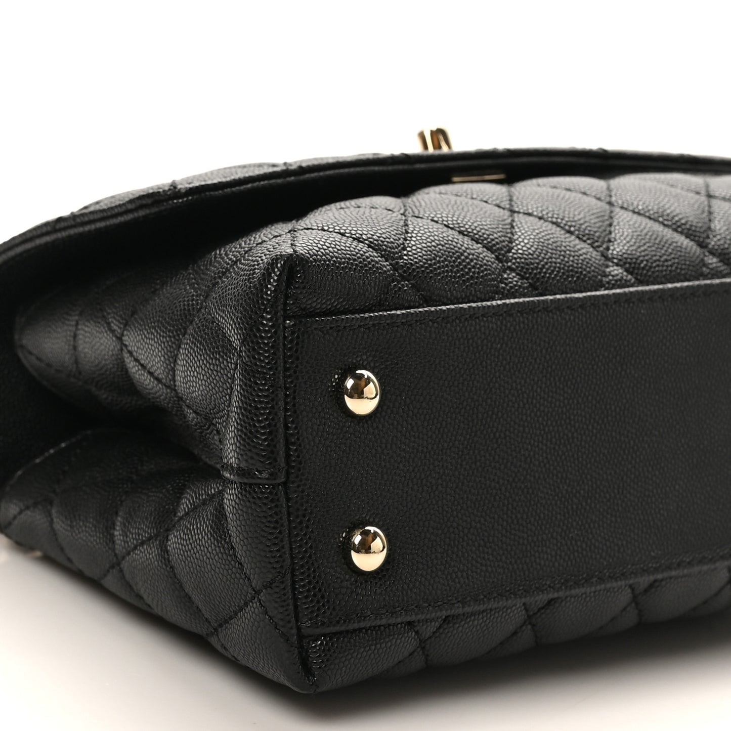 Caviar Quilted Mini Coco Handle Flap Black Black