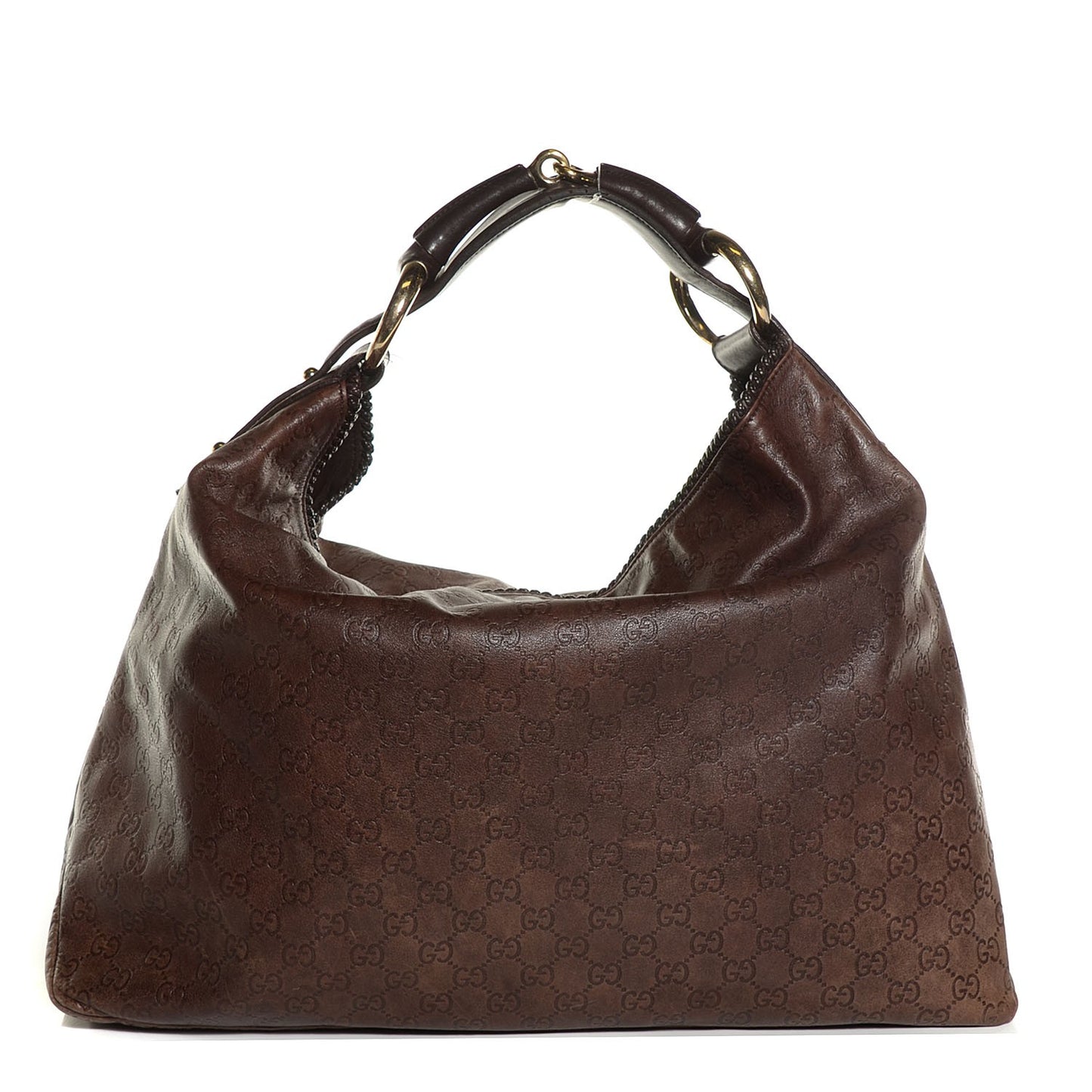 Guccissima Large Horsebit Chain Hobo Brown