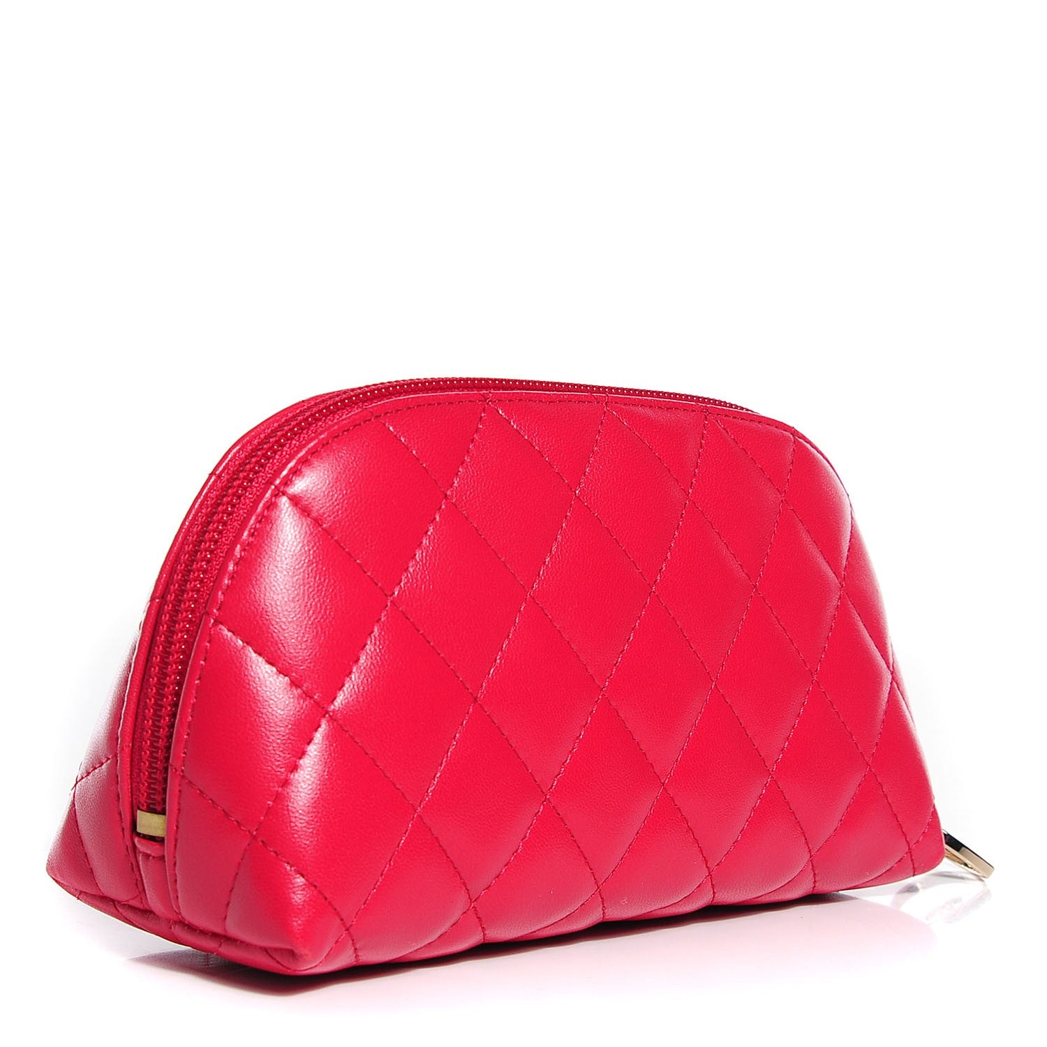 Chanel Lambskin Quilted Valentine Cosmetic Pouch Red 2 of 8