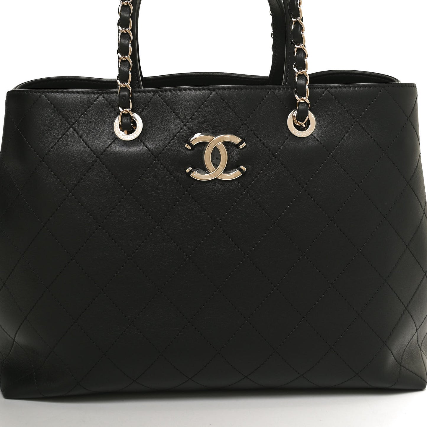 Calfskin Large Serial Shopper Tote Black