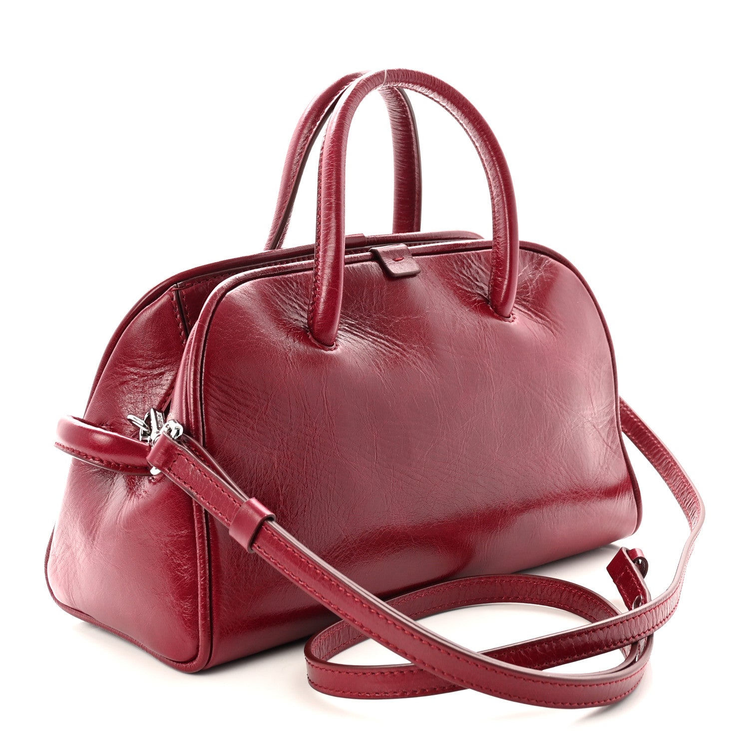 Jacquemus Shiny Calfskin Small Turismo Bag Burgundy 3 of 10
