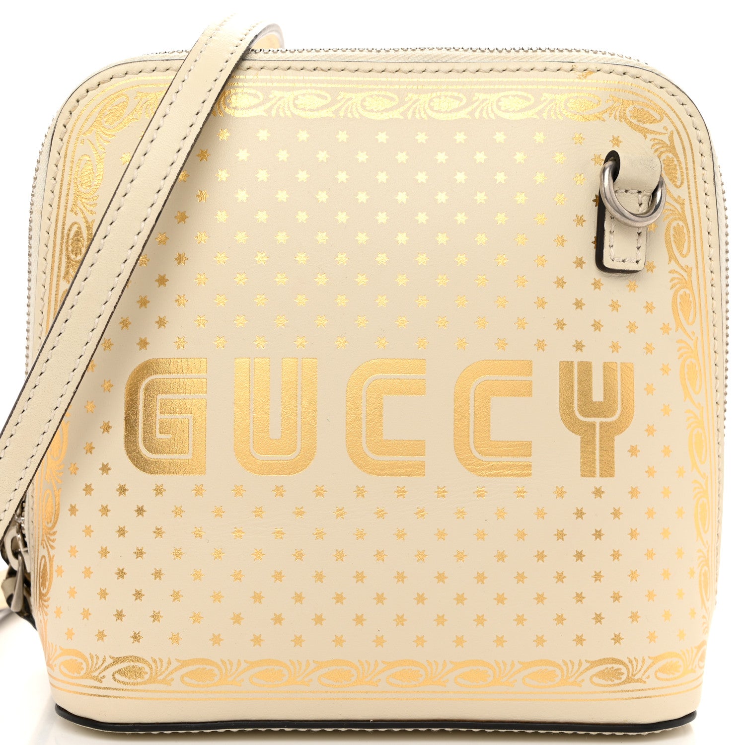 Gucci X SEGA Calfskin GUCCY Stars Mini Dome Shoulder Bag Mystic White Gold 8 of 13