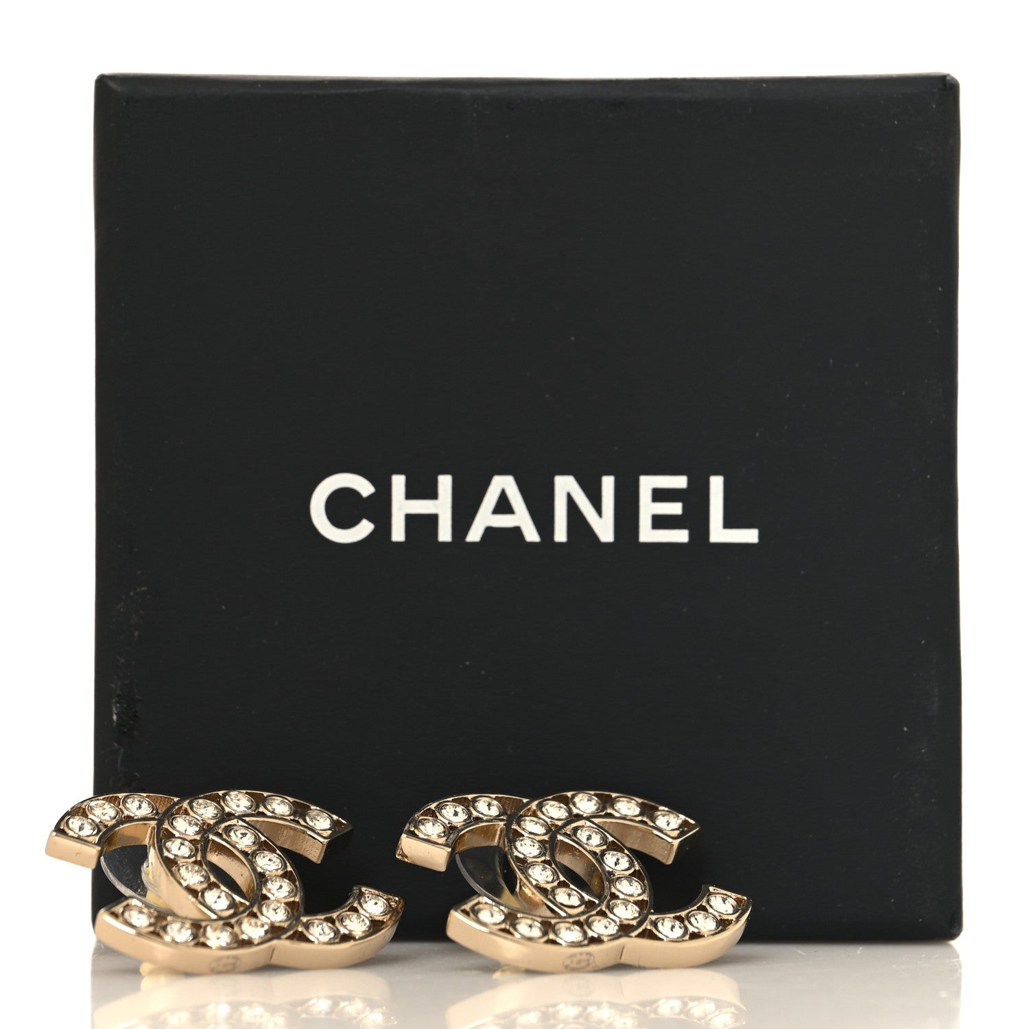Chanel Large Strass Crystal CC Earrings Gold 5 of 5