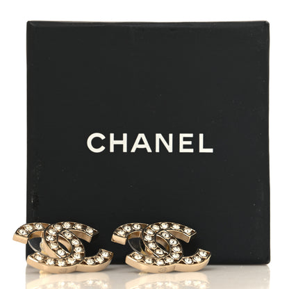 Chanel Large Strass Crystal CC Earrings Gold 5 of 5