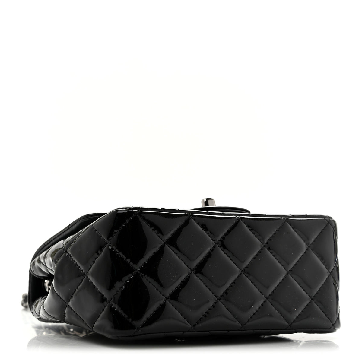 Patent Calfskin Quilted Mini Square Flap Black