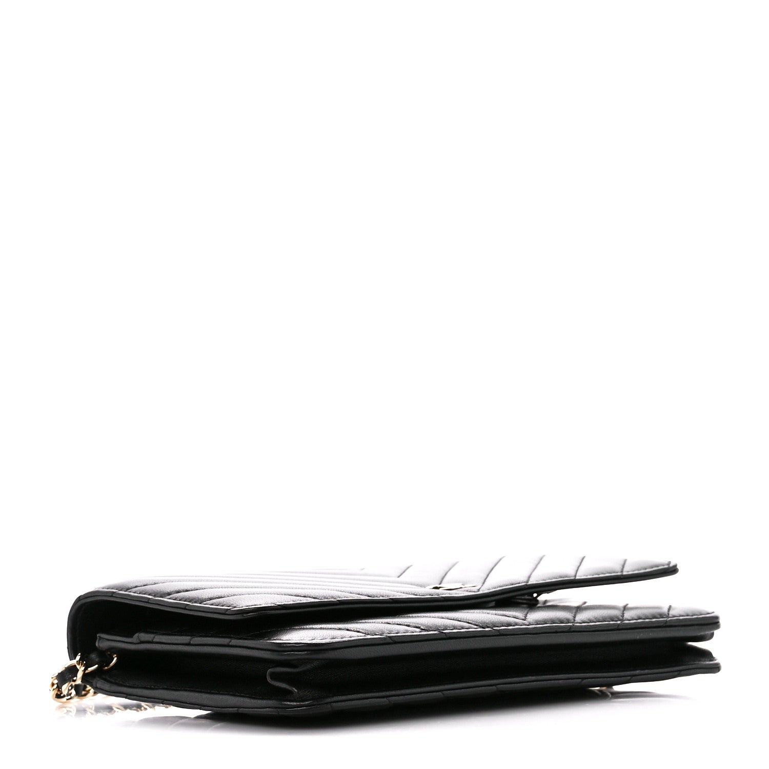 Chanel Lambskin Chevron Quilted Wallet On Chain WOC Black 4 of 11