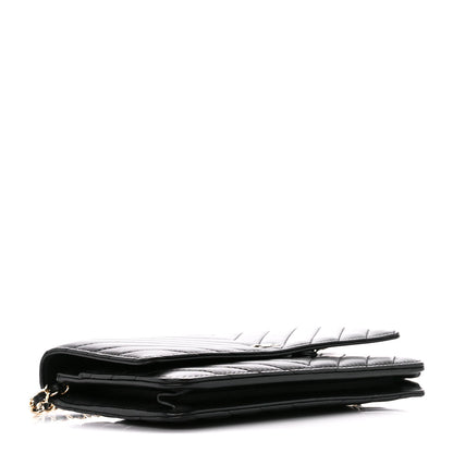 Chanel Lambskin Chevron Quilted Wallet On Chain WOC Black 4 of 11