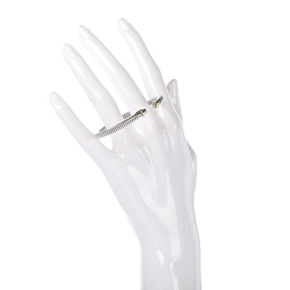 David Yurman Sterling Silver 18K Yellow Gold Diamond 4mm Cable Classics Bracelet 2 of 5