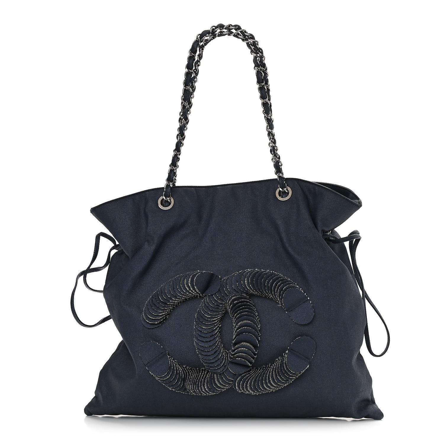 Chanel Denim Small CC Discus Tote Blue 1 of 10