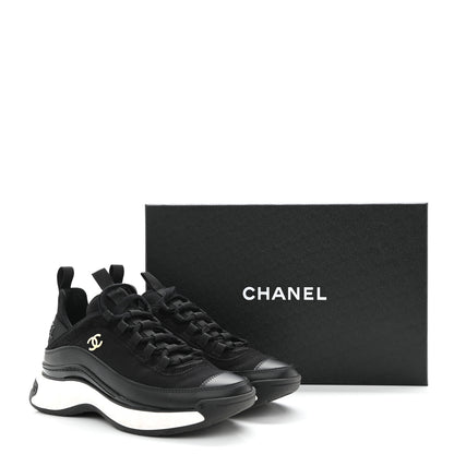 Chanel Velvet Calfskin Mixed Fibers CC Sneakers 36 Black 10 of 10