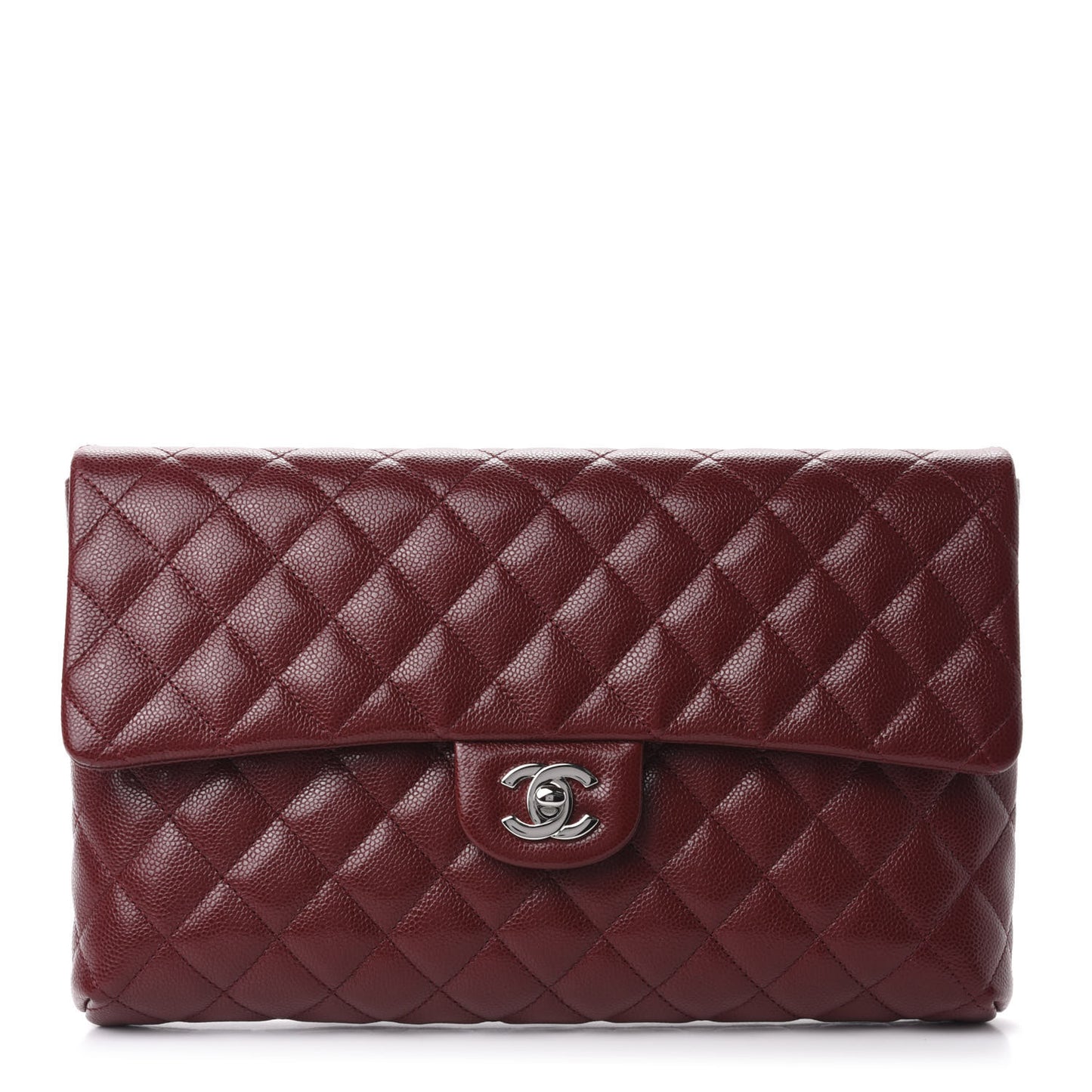 Caviar Quilted Flap Clutch Burgundy