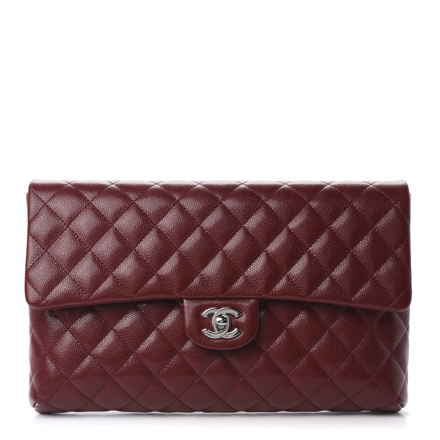 Chanel Caviar Quilted Flap Clutch Burgundy 1 of 11