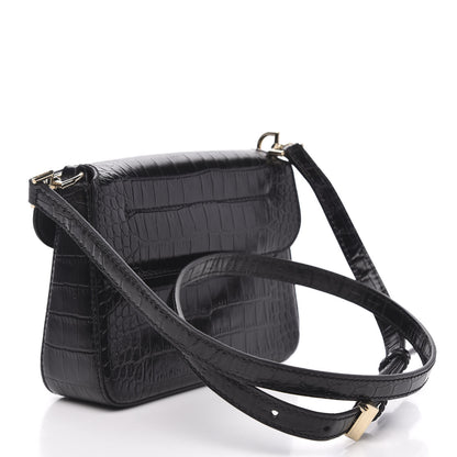 Givenchy Calfskin Crocodile Embossed Mini Nobile Shoulder Bag Black 3 of 8
