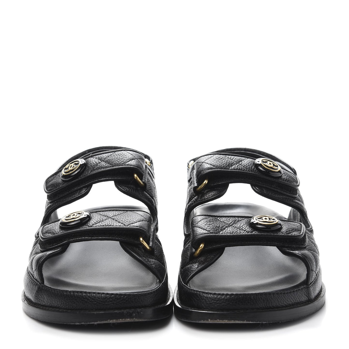 Grained Calfskin Velcro Dad Sandals 38.5 Black