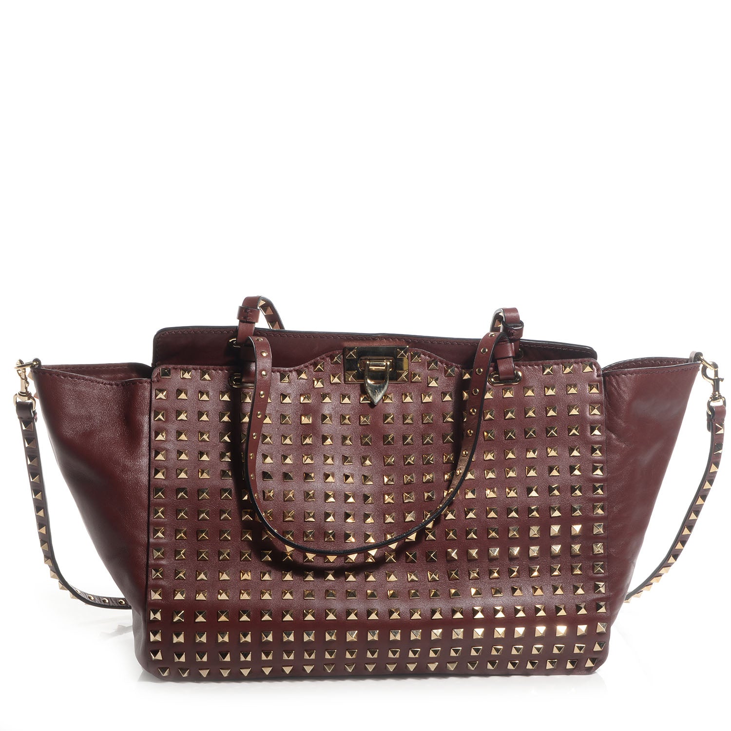 Valentino Garavani Vitello Medium Rockstud All Over Tote Brun 1 of 9