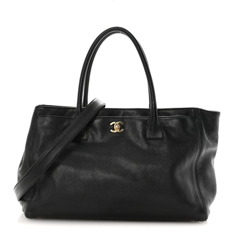 Calfskin Cerf Executive Shopper Tote Black