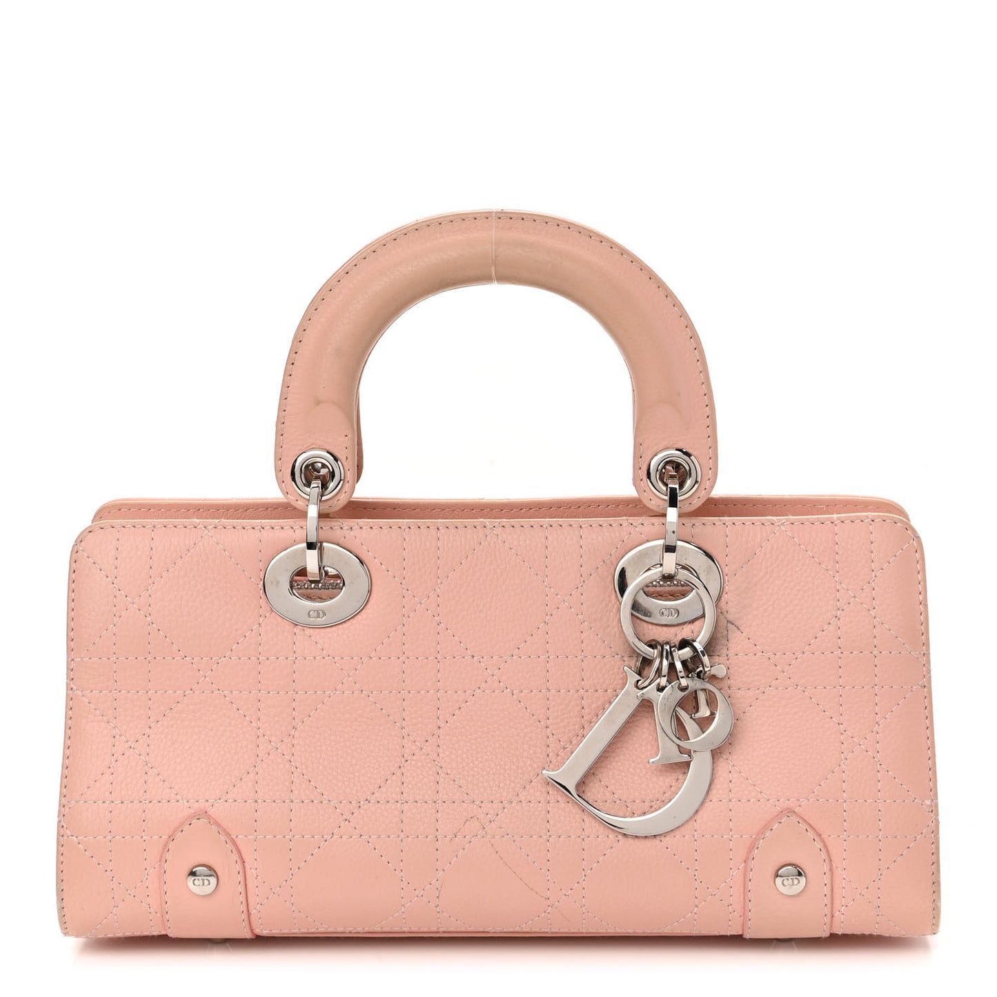 Calfskin Cannage Stitched Small East West Lady Dior Rose Clair