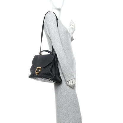 Salvatore Ferragamo Calfskin Embossed Medium Margot Top Handle Satchel Black 2 of 11