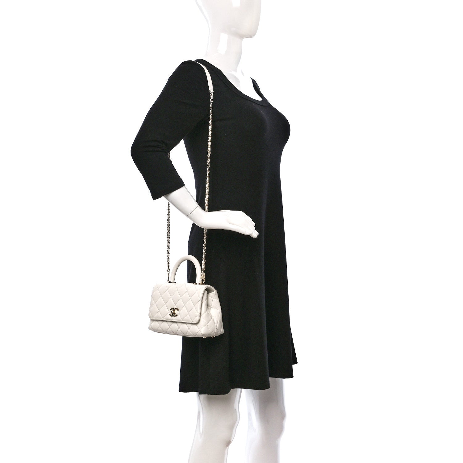 Chanel Caviar Quilted Extra Mini Coco Handle Flap White 2 of 12