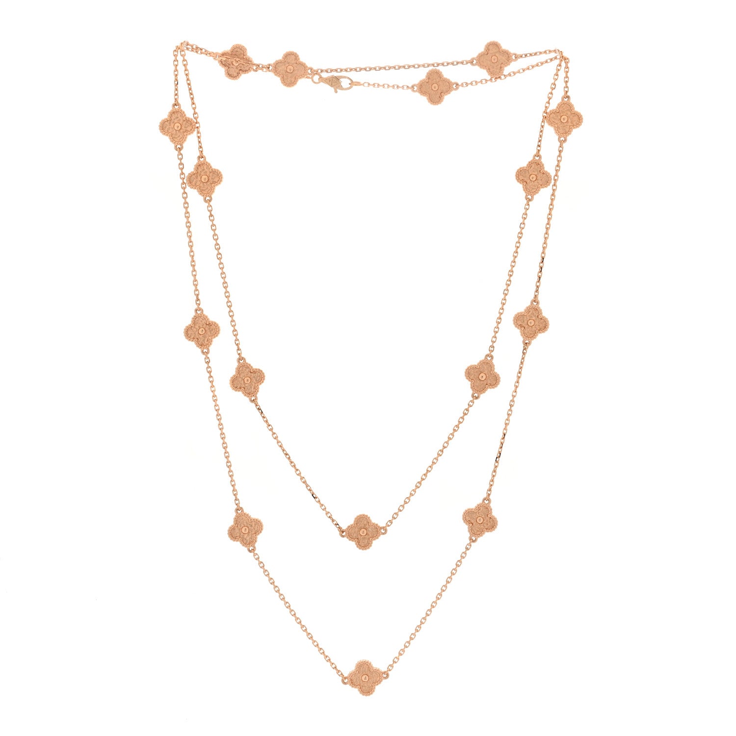Van Cleef & Arpels 18K Rose Gold 16 Motifs Sweet Alhambra Necklace 3 of 8