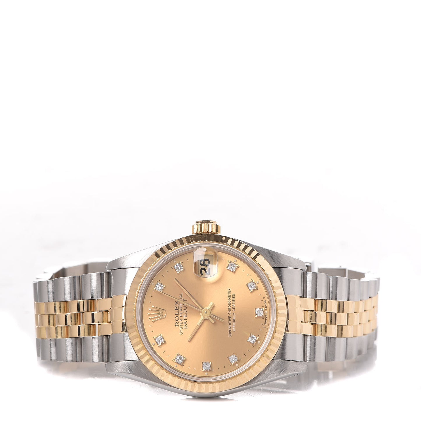 Stainless Steel 18K Yellow Gold Diamond 31mm Oyster Perpetual Datejust Watch Champagne 68273